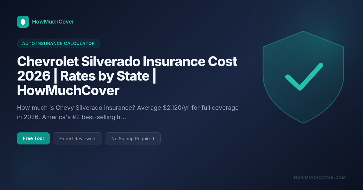Chevrolet Silverado Insurance Cost 2026 | Rates by State | HowMuchCover